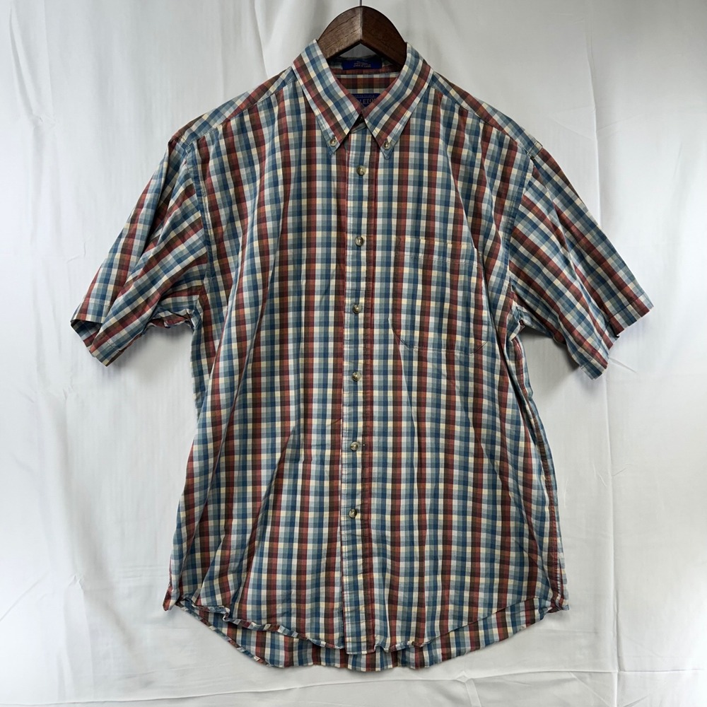 Pendleton Button Down Shirt Mens Medium Multicolor Plaid Short Sleeve Cotton